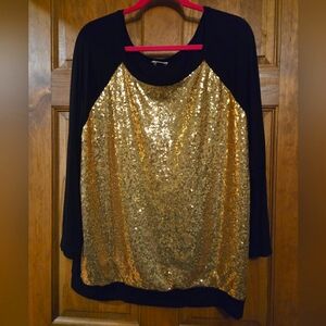 Black & Gold Sequin Top